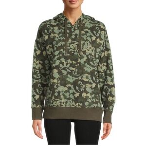 Athletic Works Women Camo Hoodie KangarooPocket Sweatshirt Stretch Military Gorp